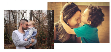 Babies snuggling with parents